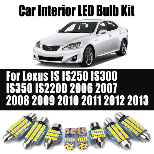 15Pcs Car LED Interior Reading Light Door Bulb Kit For Lexus IS IS250 IS300 IS350 IS220D 2006 2007 2008 2009 2010 2011 2012 2013
