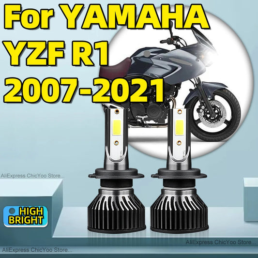 LED Motorcycle Headlight Bulbs 12V 30000LM H7 Moto Lights 6000K Lamp For YAMAHA YZF R1 2007 2008 2009 2010 2011 2012 2013-2021