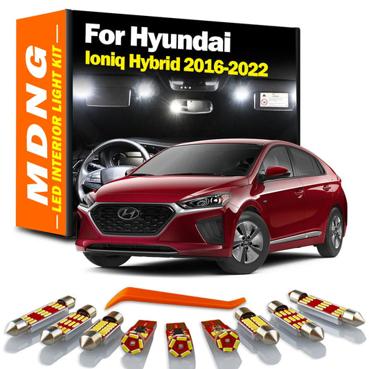 MDNG 10Pcs Car LED Interior Dome Luggage Light Bulbs Kit Canbus For Hyundai Ioniq Hybrid 2016-2020 2021 2022 License Plate Lamp
