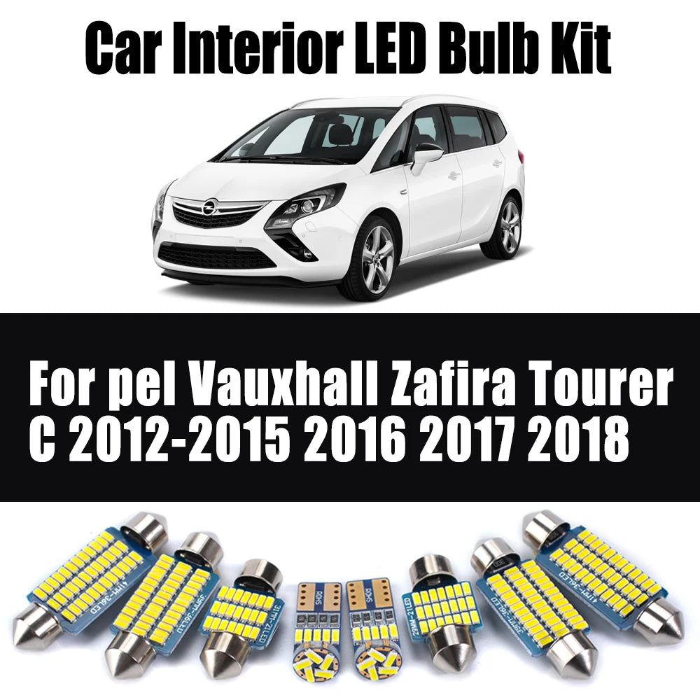 15Pcs Canbus For Opel Vauxhall Zafira Tourer C 2012 2013 2014 2015 2016 2017 2018 LED Interior Dome Map Trunk Ceiling Light Kit