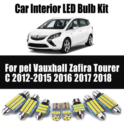 15Pcs Canbus For Opel Vauxhall Zafira Tourer C 2012 2013 2014 2015 2016 2017 2018 LED Interior Dome Map Trunk Ceiling Light Kit