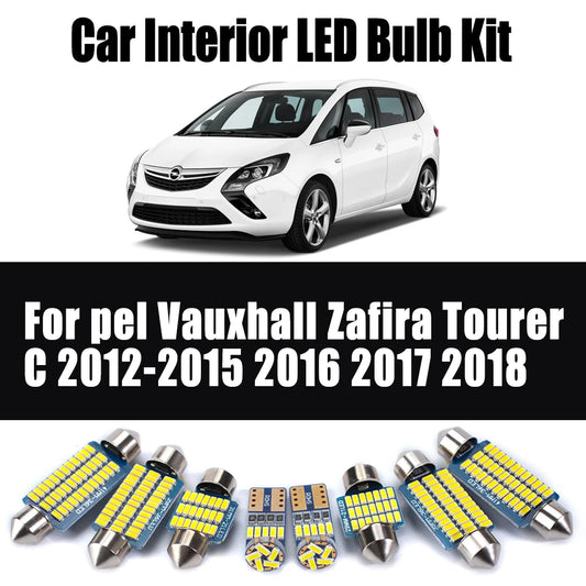 15Pcs Canbus For Opel Vauxhall Zafira Tourer C 2012 2013 2014 2015 2016 2017 2018 LED Interior Dome Map Trunk Ceiling Light Kit
