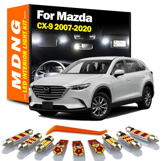 MDNG 13Pcs LED Interior Dome Vanity Mirror Car Light Kit For Mazda CX9 CX-9 2007 2008 2009 - 2018 2019 2020 License Plate Lamp