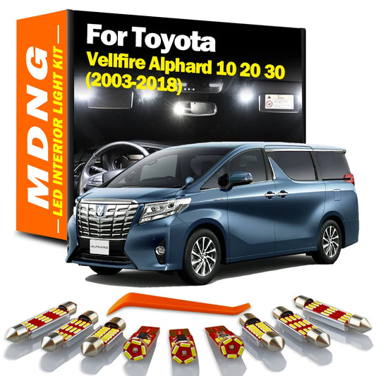 MDNG For Toyota Vellfire Alphard 10 20 30 Series 2003-2018 Canbus Car Bulbs LED Interior Map Reading Trunk Light Kit Accessories